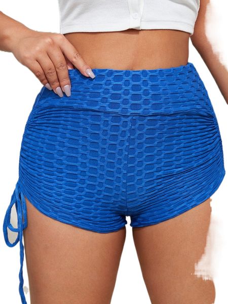 

wide waistband drawstring side textured knit shorts n2jy#, White;black