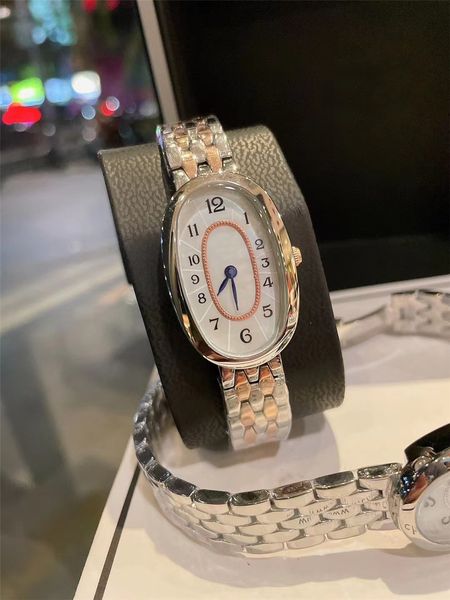 

women's watch oval dial stainless steel case quartz movement butterfly buckle ricro, Slivery;golden