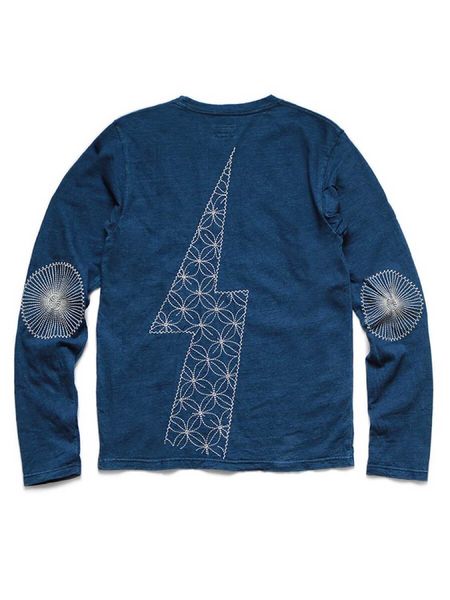 

men's hoodies [spot]van gogh kapital k2004lc119 hirata hehong blue dye lightning embroidery long sleeve t-shirt, Black