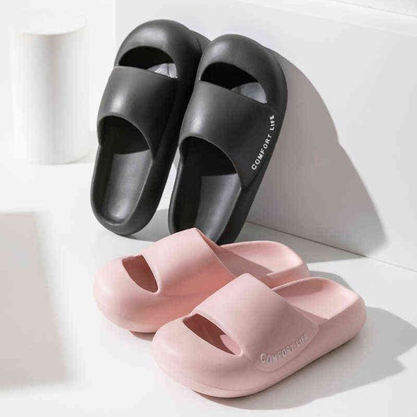 

2022 women new cute couple baotou anti-collision outdoor wholesale thick bottom stepping on shit feeling eva slippers t220728, Black