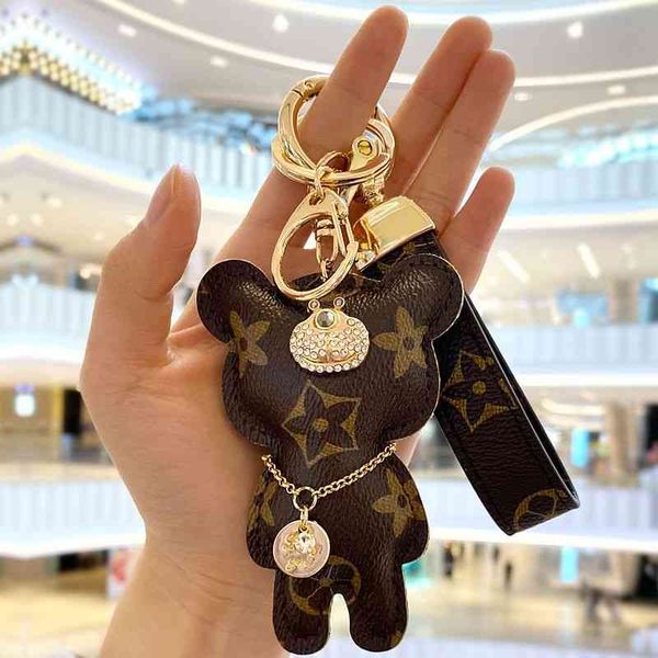 

designer sneaker leather silicone keychains european and american trend high grade cute creative bear personality old flower car key couple, Silver