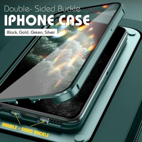 

double-sided buckle iphone case for iphone 12 11 13 pro max lens protection silicone case mini shockproof full lens phone cover