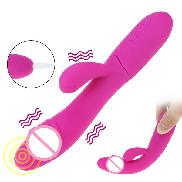 G Spot Dildo Rabbit Vibrator для женщин двойной вибрационный силиконовый usb usb rechargable Женская вагина Clitoris Massager Sexy Toys Взрослые