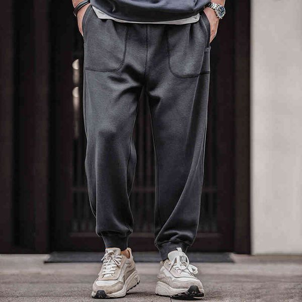

men's pants madden tooling drawstring elastic waist knitted guard pants closed small foot tapered sports long men jm0s, Black