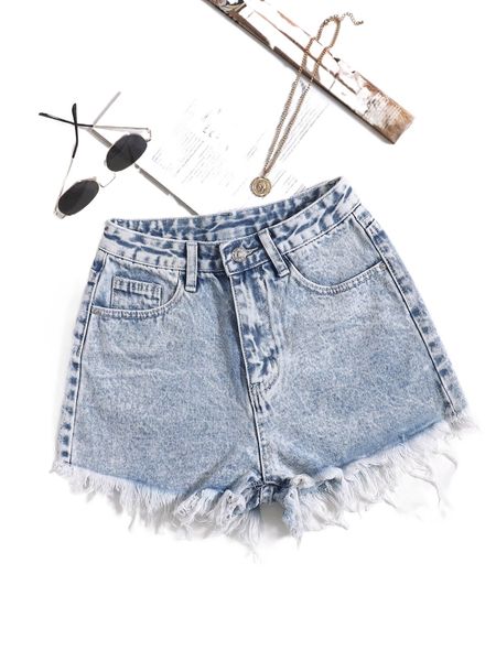 

raw hem denim shorts i4s0#, White;black