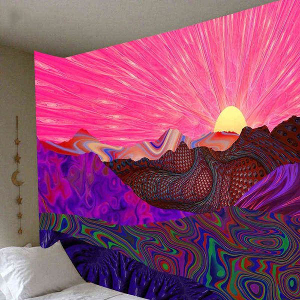 Hippie-Mond-Wandteppich, großes Wandbild, Raumdekoration, psychedelischer Traumfänger, Decke, Wand, Wohnzimmer, J220804