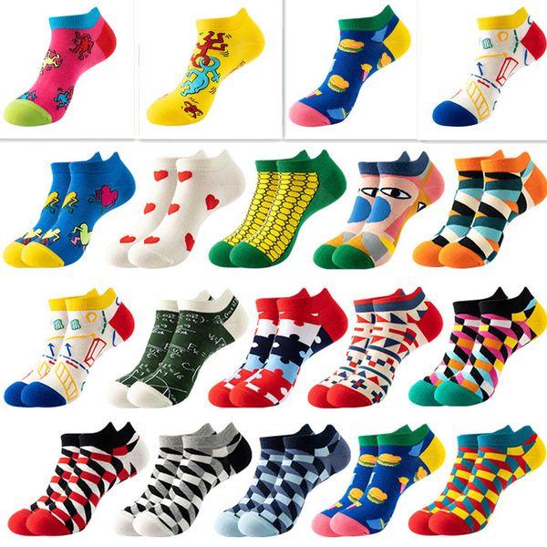 

novel couple womens girls ins sock slippers printed cartoon fruit socks pattern sports stocking multicolors eur 37-44, Black;white