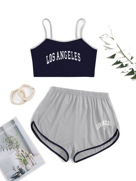 

letter graphic cami pj set u3wf#, Black;red