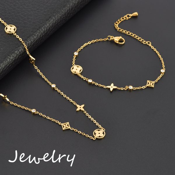 

fine brand clover pendant stainless steel necklace bracelet for women gift, Silver