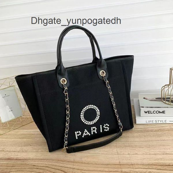 

luxury fashion women label pearl beach bags brand ch canvas evening bag female classic big handbags designers ladies backpack portable large