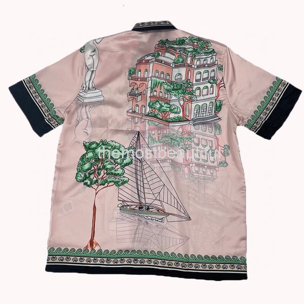 

men's jackets 218ss high street male and female student couple island lazy sailing castle temperament silk satin short sleeve shirt, Black;brown