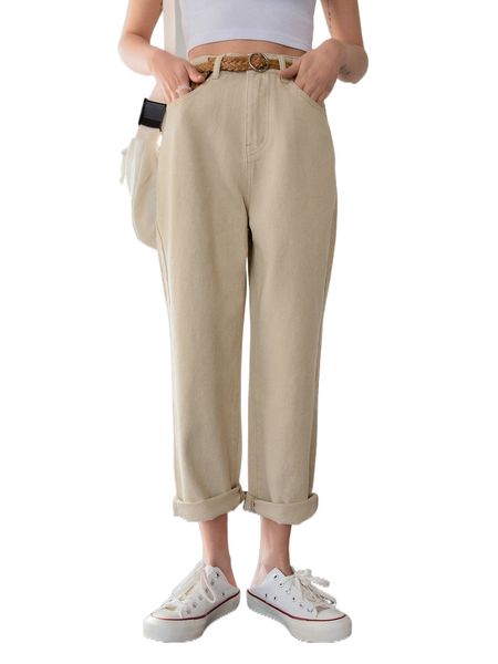 

dazy high waist straight leg jeans without belt a3mz#, Blue
