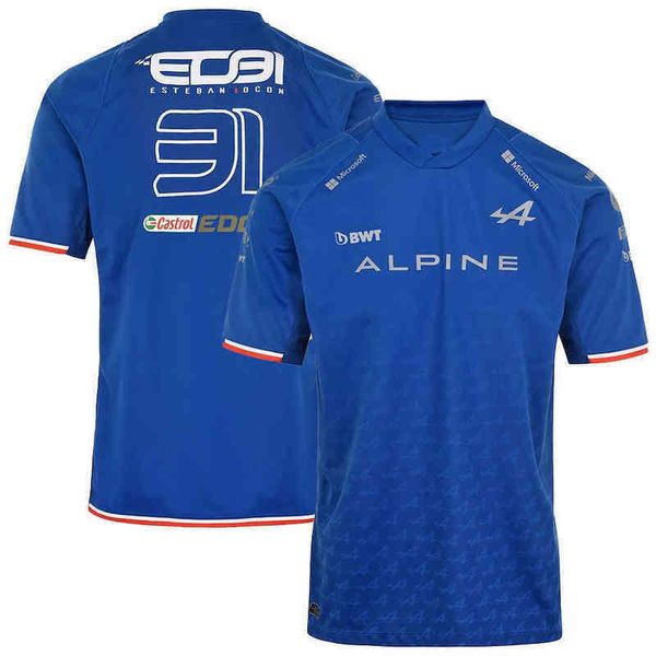 Yeni Web Sitesi 2024 F1 Sürücü T-Shirt Alp Ekibi Esteban Ocon T-Shirts Erkekler Kısa Kollu Nefes Beklenebilir