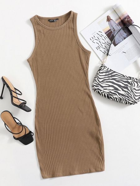 

rib-knit bodycon dress b4lk#, Black;gray