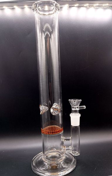 14-Zoll-Wasserpfeifen-Wasserpfeife aus schlichtem Design mit braunem Wabenfilter, Öl-Dab-Rigs und Rauchpfeifen
