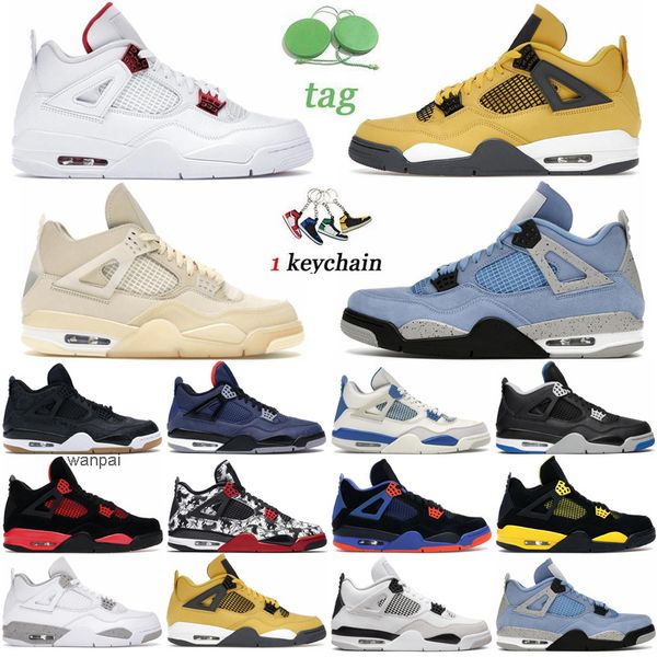 

mens basketball shoes 4s cement oreo black canvas red thunder midnight navy new fire red pure money men sport sneakers trainers size 36-47