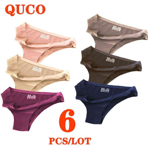 

6/lot brand ice silk seamless bikini underwear panties panty vrouwelijke t-back solid soft g-string underwear women t220810, Black;pink