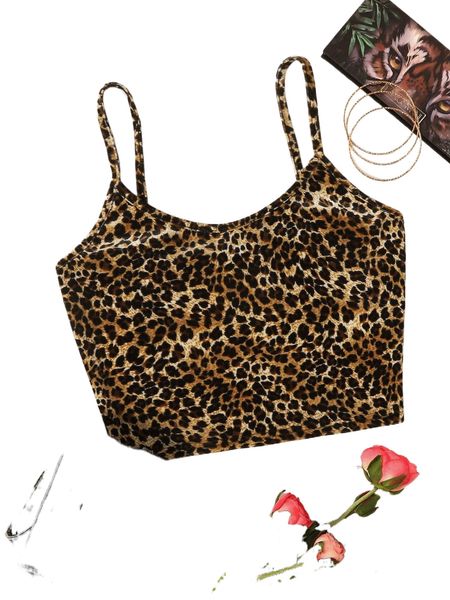 

leopard print velvet cropped cami s2bh#, White