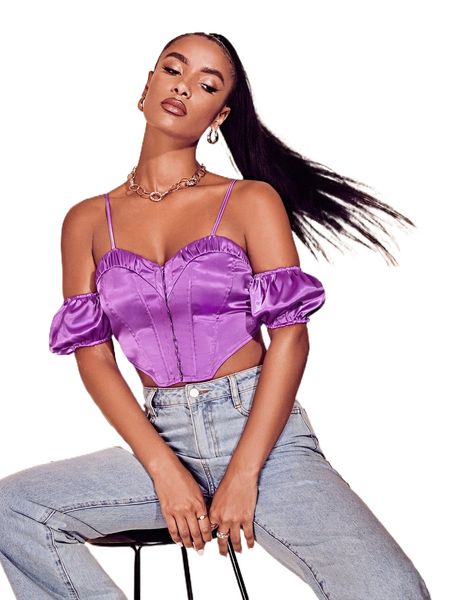 

bae cold shoulder ruched asymmetrical hem crop blouse i72k#, White