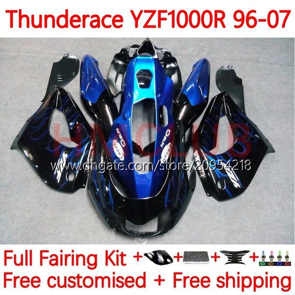 Carrozzeria per YAMAHA YZF1000R Thunderace YZF 1000R 1000 R 96-07 Corpo 8No.7 YZF-1000R 96 97 98 99 00 01 02 07 YZF1000-R 1996 2003 2004 2005 2006 2007 Carenatura fiamme blu