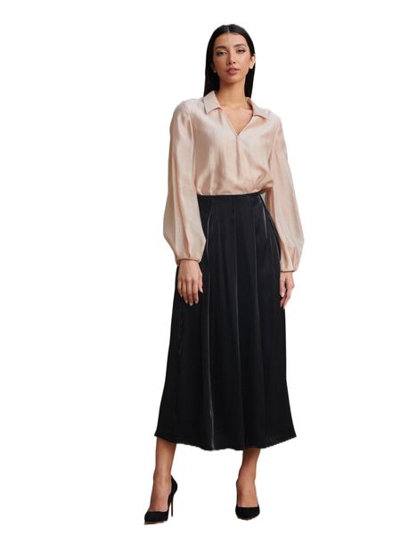 

motf premium viscose a-line skirt e8xc#, Black