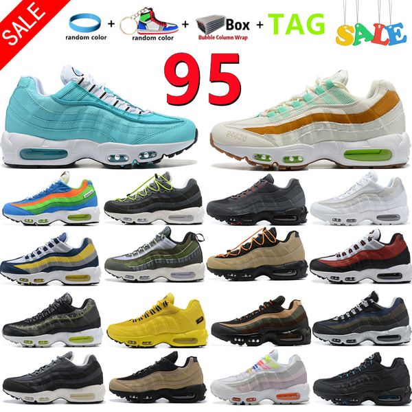 

new 95 men running shoes 95s triple black white neon 95 pineapple orange sky ice royal blue dark army red green grey cork hombre chaussure m
