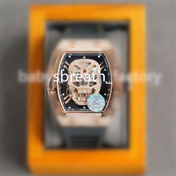 

052 montre de luxe diamond watch men watches 43x50mm manual mechanical movement steel case wristwatches, Slivery;brown