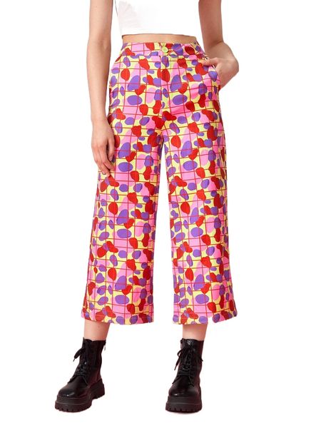 

x tanya dim allover print slant pocket pants s1ls#, Black;white