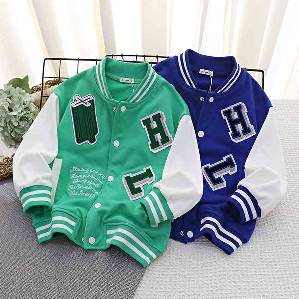 

boys' spring style letter coat 2022 new middle and large children's baseball suit stand collar cardigan jacket, Black;brown