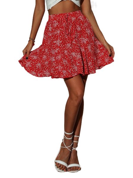 

ditsy floral print tie waist skirt b9vx#, Black
