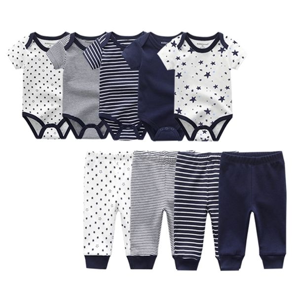 Verão Bebê Bodysuits Algodão Infantil Manga Curta Jumpsuits Menino Menina Nascido Calças Bebê Roupas Set Ropa Roupas 220425