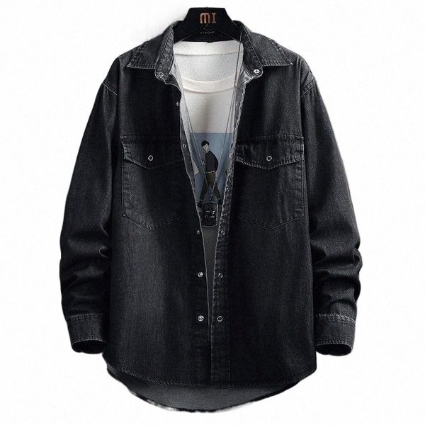 

men's jackets fashion brand european and american street hip-hop wild loose tooling spring autumn casual denim jacket w1p8#, Black;brown