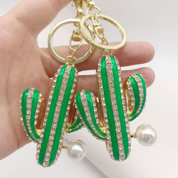 Cactus Keychain for Women Purse Charms for Bolds Party Favor Pingente de cristal com anel -chave 1222402