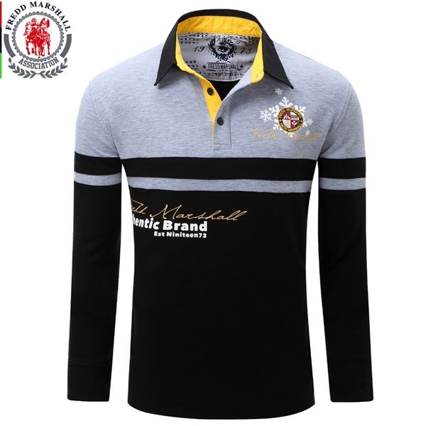 Polo a maniche lunghe da uomo a maniche lunghe in tinta unita da uomo di marca Europa Camicia calda a maniche lunghe in autunno Stampa casual Top Jeans Blu 057 210308