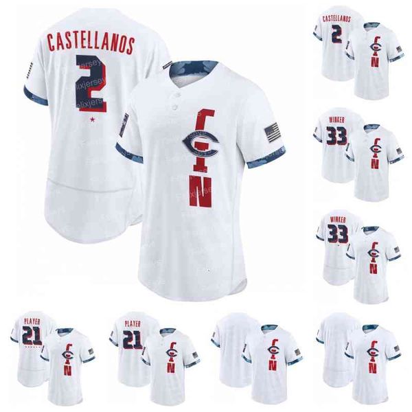 

33 jesse winker 2021 all-star game jersey nick castellanos joey votto eugenio suarez aristides aquino nick senzel kyle farmer alex blandino, Black