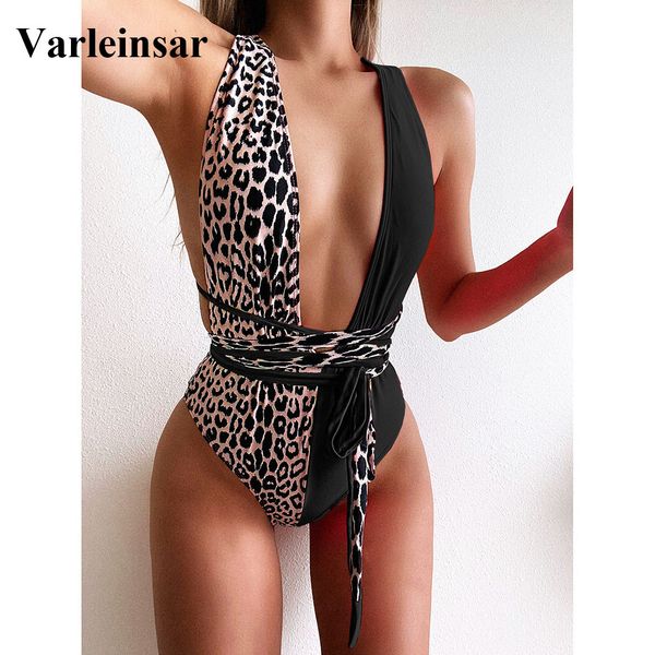 

diy long strap wrap around women swimwear one piece swimsuit female bather leopard printed bathing suit swim lady v852p, White;black