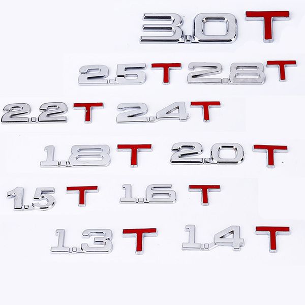 

car metal chrome 3d 4wd displacement 2.0 t 1.8 t 3.0 t turbo engine rear trunk emblem badge decals auto tail sticker