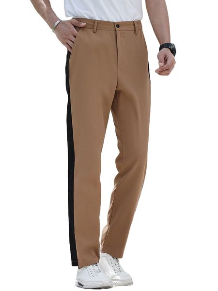 

men contrast side seam pants 45ds#, Black