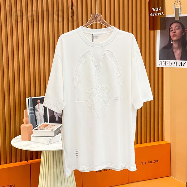 

women's t-shirt designer luojia 22ss new elephant pattern embroidery round neck short sleeve t-shirt men's and women's casual, White
