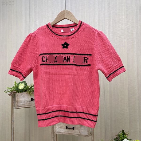 

women's t-shirt designer d family ~ cattle new fashion five pointed star letter embroidery bubble sleeve wool knitted short the same a, White