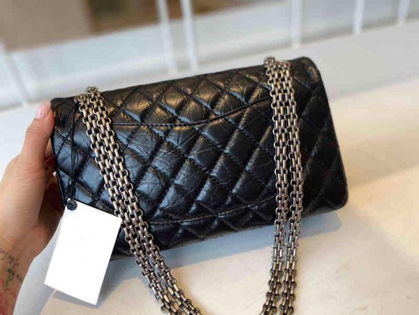 

2022 leather crossbody shoulder bag luxury female caviar chain classic flip c fashion, Blue;pink