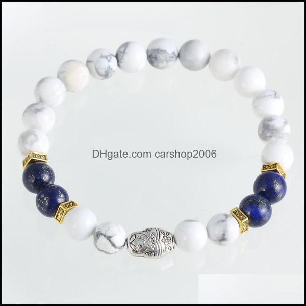 

charm bracelets charms natural stones sier lion with gold crown howlite lava beads wrap bead carshop2006 drop delivery 202 carshop2006 dhqgo, Golden;silver