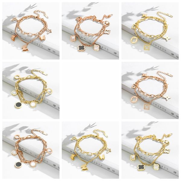 

luxury design stainless steel clover charm bracelet for women, Golden;silver