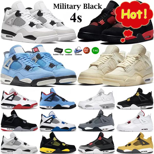 

with box men women jumpman 4s basketball shoes mens sneakers 4 military black cat red thunder white oreo sail cement bred womens trainer