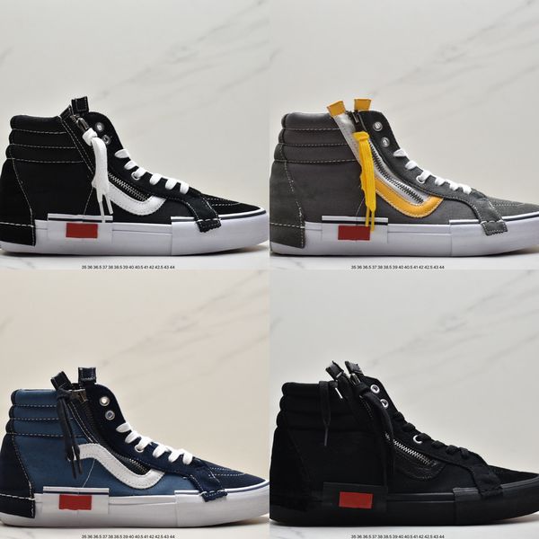 

women men sk8 hi zip canvas shoes black white grey high casual shoes skateboard skate shoe reissue sneakers trainer surf the web black tan b