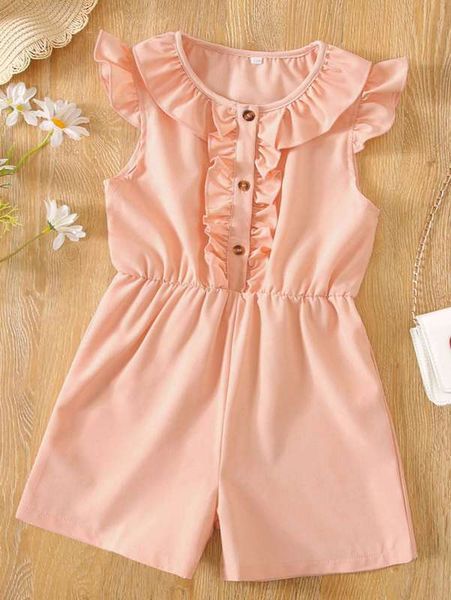 

toddler girls ruffle trim romper she, Blue