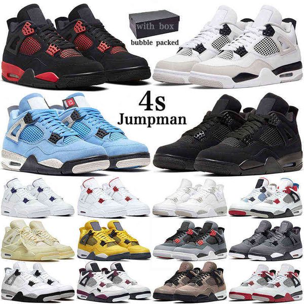 

jumpman 4s with box mens basketball shoes military black cat 4s sail red thunder university blue cactus jack white men women sports tra