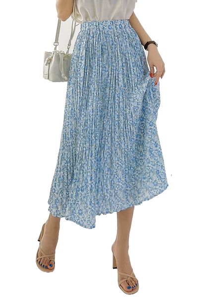 

dazy ditsy floral pleated skirt c8os#, Black