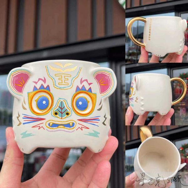 

starbucks new year of the tiger chinese zodiac cup 355ml traditional tiger cute tiger head shape ceramic mark water cup