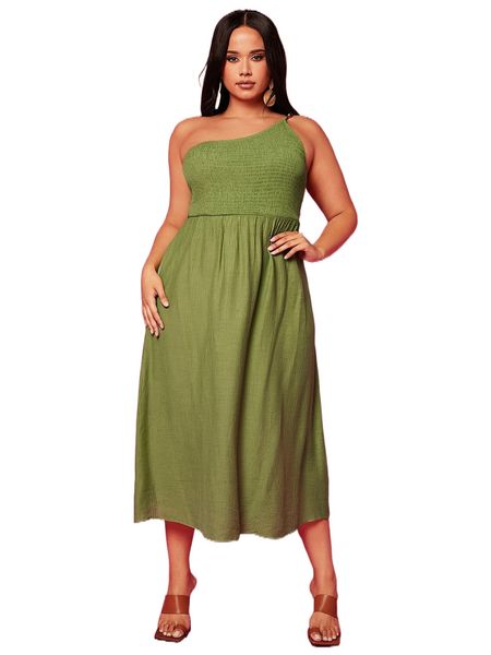 

plus one shoulder shirred dress q3sn#, Black